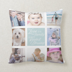 Family Love   8 Square Photos Custom Colour Throw Pillow