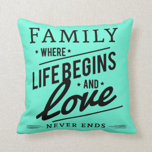 Family love aqua Throw pillow