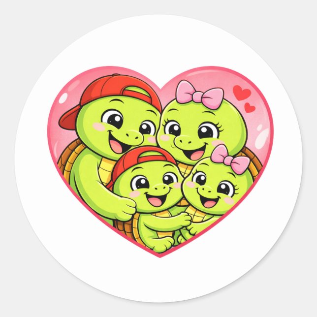 Family Love Bubble Classic Round Sticker (Front)