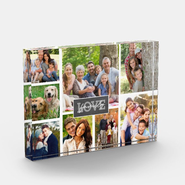 Family Love Custom Photo Collage Modern  Block (Left)