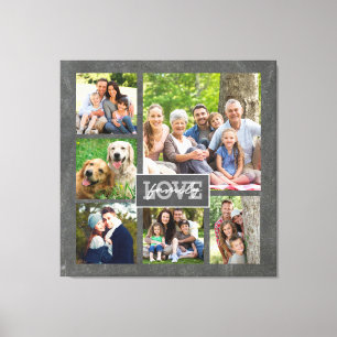 Family Love Custom Photo Collage Modern Chalkboard Canvas Print