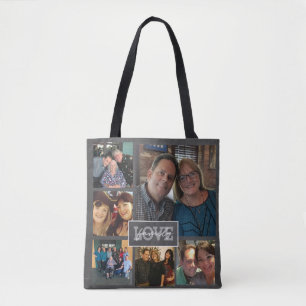 Family Love Custom Photo Handwritten Trendy Chalk Tote Bag