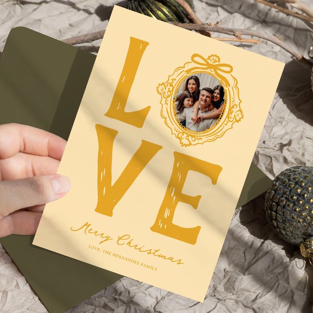 Family Love Doodle Photo Christmas Holiday Card (Creator Uploaded)