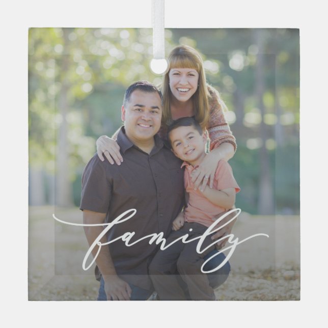 Family Love Editable Colour Custom Glass Ornament (Front)