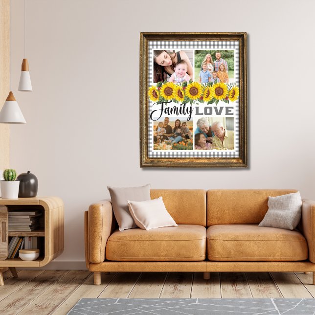 Family Love Gingham Collage Customized Family  Poster (Creator Uploaded)