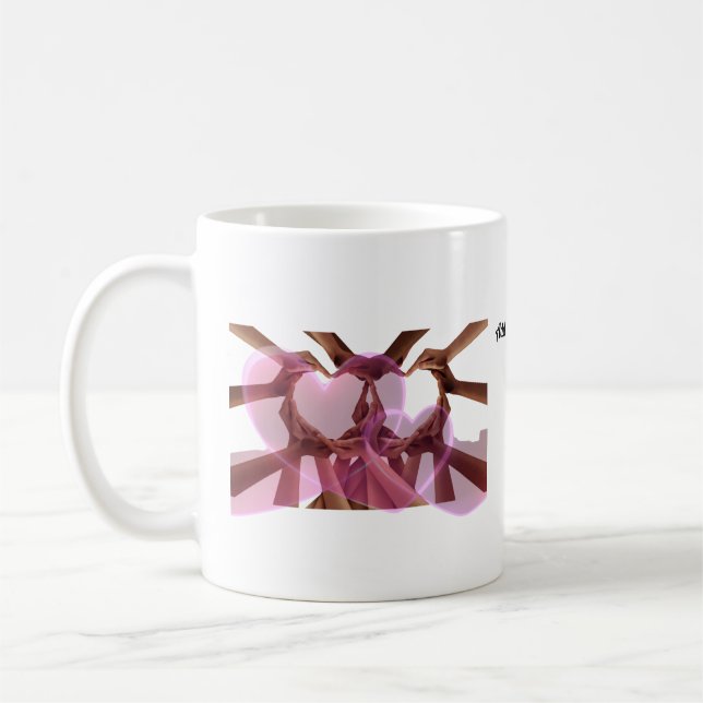 Family Love Hands Heart Mug - Famille personnalisé (Gauche)