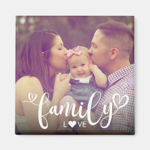 Family Love Heart Script Photo  Magnet