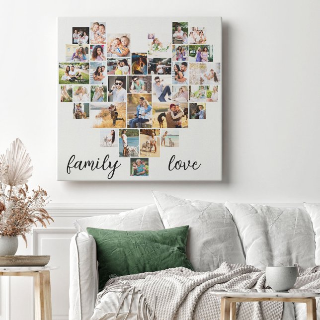 Family Love Heart Shaped 36 Photo Collage Canvas P (Creator Uploaded)