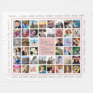 Family Love   Photo Collage Custom Keepsake Fleece Blanket