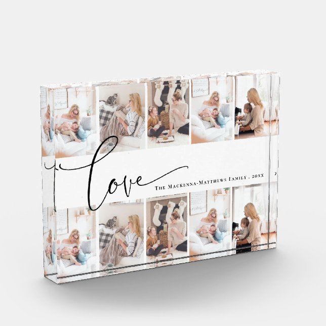 Family Love Script Monogram Custom Photo Collage (Left)