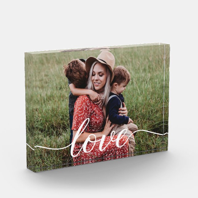 Family Love Script Personalized Photo Block (Left)