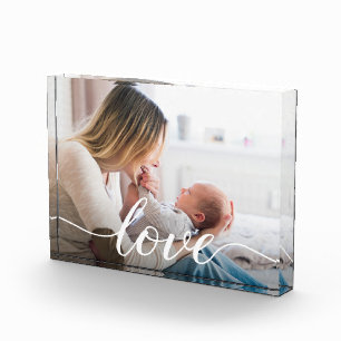 Family Love Script Personalized Photo for Mom Block
