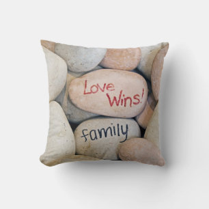 family love sign on stones throw pillow