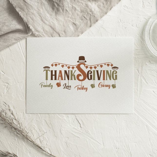 Family Love Turquie Giving Carte Thanksgiving (Créateur téléchargé)