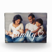 Family Love White Script Custom Horizontal Photo Block (Front)