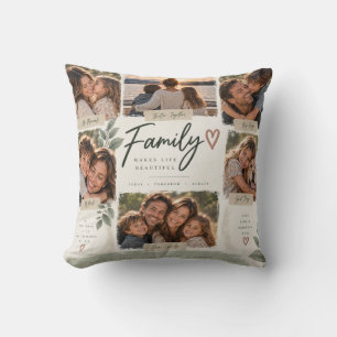 Family Makes Life Beautiful Photo Collage Throw Pi Pillow