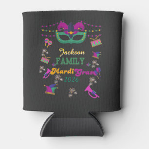 Family Mardi Gras 2026 , Matching Carnival  Can Cooler