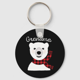 Family Matching Christmas Grandma Plaid Bear Gift Keychain