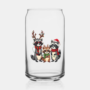 Family Matching Christmas Raccoons Santa Hat  Can Glass