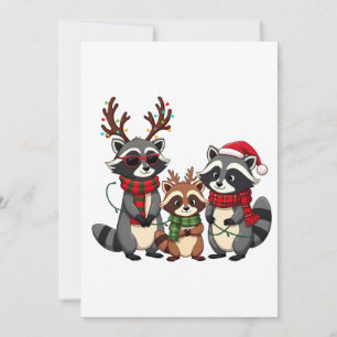 Family Matching Christmas Raccoons Santa Hat Invitation