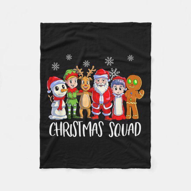 Family Matching Christmas Squad Santa Reindeer Elf Fleece Blanket (Front)