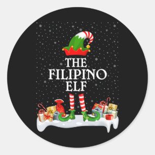 Family Matching Group Christmas The Filipino Elf  Classic Round Sticker