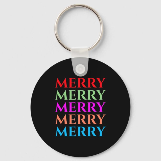 Family Matching Merry Christmas Outfits T Shirt  Keychain (Front)