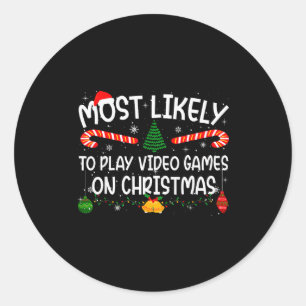 Family Matching Most Likely To Play Video Games On Classic Round Sticker
