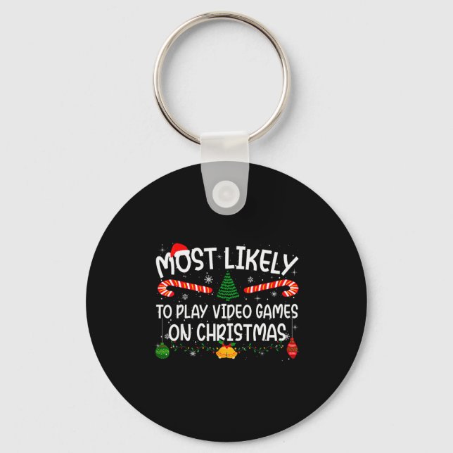 Family Matching Most Likely To Play Video Games On Keychain (Front)