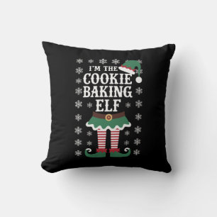 Family Matching The Cookie Baking Elf Christmas Throw Pillow