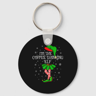 Family Matching Women Girls Coffee Drinking Elf Ch Keychain
