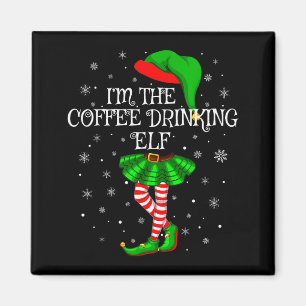 Family Matching Women Girls Coffee Drinking Elf Ch Magnet