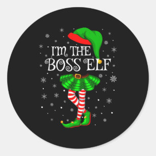 Family Matching Women Girls I'm The Boss Elf Chris Classic Round Sticker