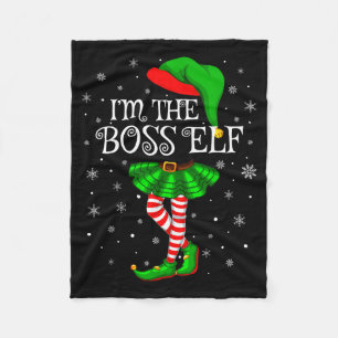 Family Matching Women Girls I'm The Boss Elf Chris Fleece Blanket