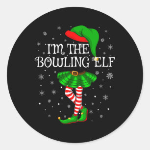 Family Matching Women Girls I'm The Bowling Elf Ch Classic Round Sticker