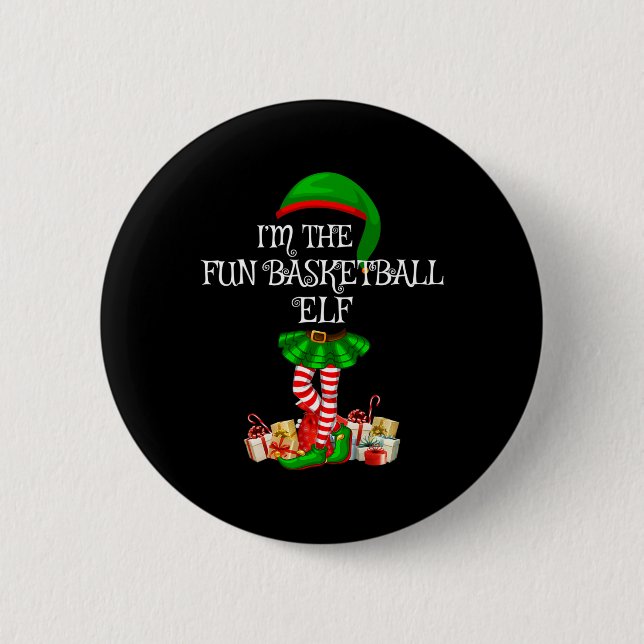 Family Matching Women Girls The Fun Basketball Elf 2 Inch Round Button (Front)