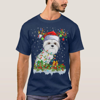Family Matching Xmas Lighting Santa Maltese Dog Ch T-Shirt