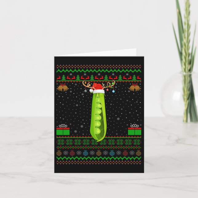 Family Matching Xmas Lighting Santa Ugly Pea Chris Card (Front)