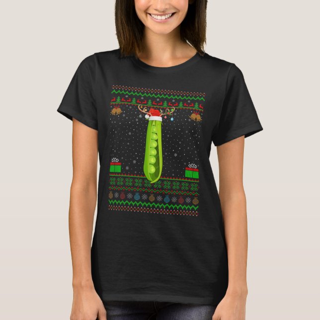 Family Matching Xmas Lighting Santa Ugly Pea Chris T-Shirt (Front)