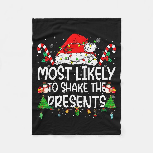 Family Matching Xmas Most Likely To Shake The  Fleece Blanket (Front)