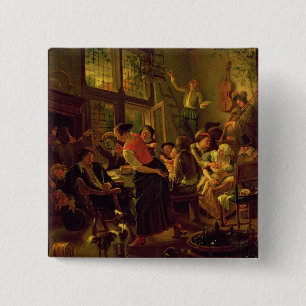 Family Meal (oil on canvas) 2 Inch Square Button