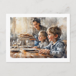 Family Meal Time at Passover, Postcard