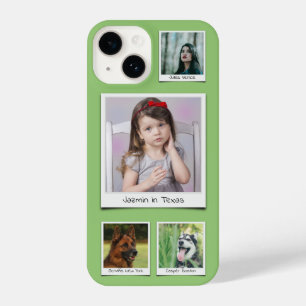 Family Memories 4 photo Collage Pistachio Green iPhone 14 Case