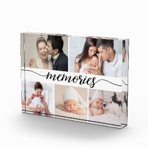 Family Memories 5 Photo Collage Personalized Block