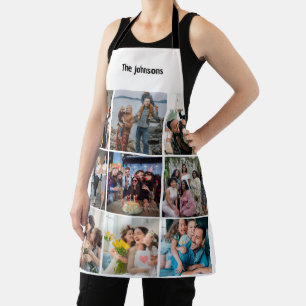 Family Memories 9 Photo Grid Personalized Collage Apron