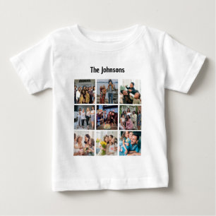 Family Memories 9 Photo Grid Personalized Collage Baby T-Shirt