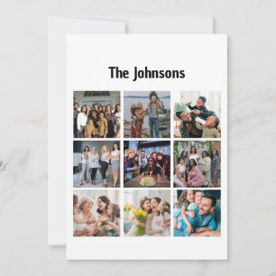 Family Memories 9 Photo Grid Personalized Collage Card