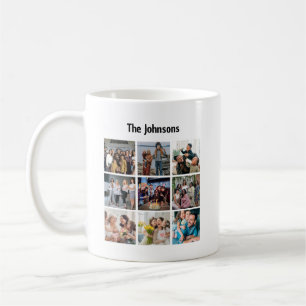 Family Memories 9 Photo Grid Personalized Collage Coffee Mug