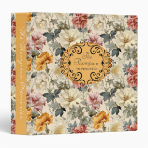 Family memories Classic beautiful vintage flowers Binder