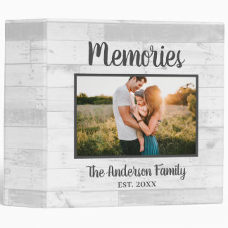 Family Memories Name Photo White Wood Scrapbook Binder